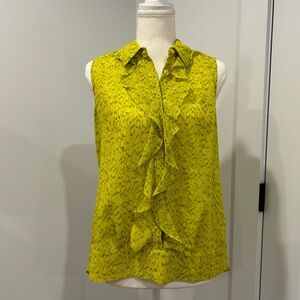 CAbi Vibrant Yellow Ruffle Blouse